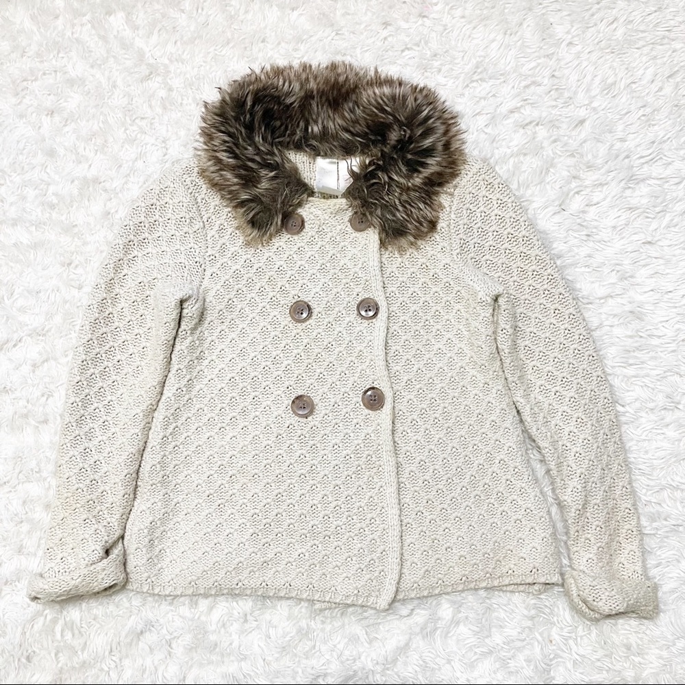 Strawberry Faire Fur Collar Sweater Coat